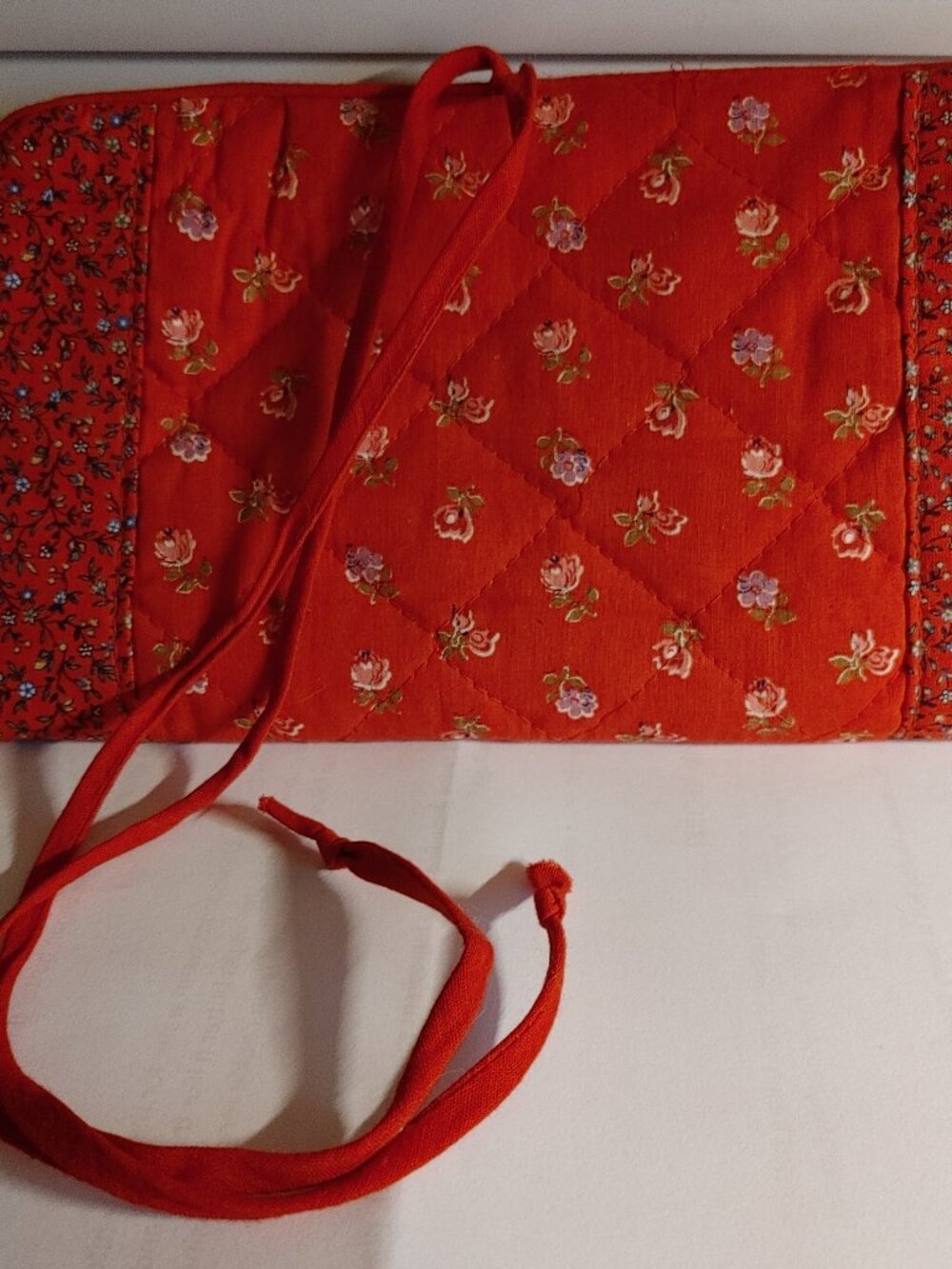 Vintage Red Quilted Jewelry Travel Case
